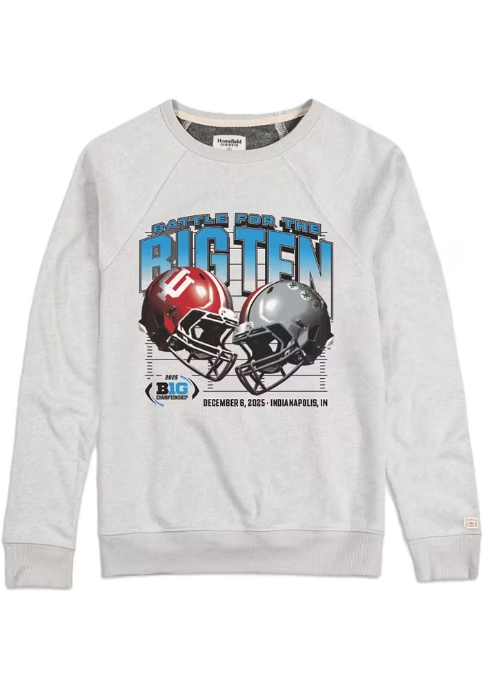 Mens Big Ten Ash Homefield 2025 Championship Head to Head Helmet Fashion Sweatshirt