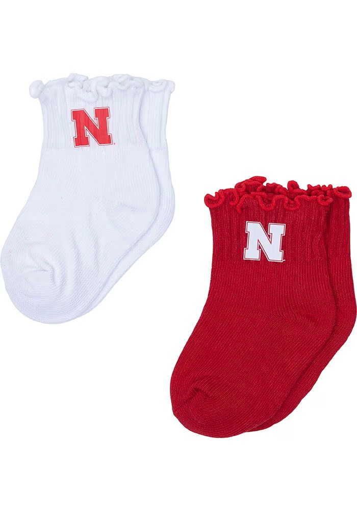 Lettuce Hem Nebraska Cornhuskers Baby Quarter Socks - Red