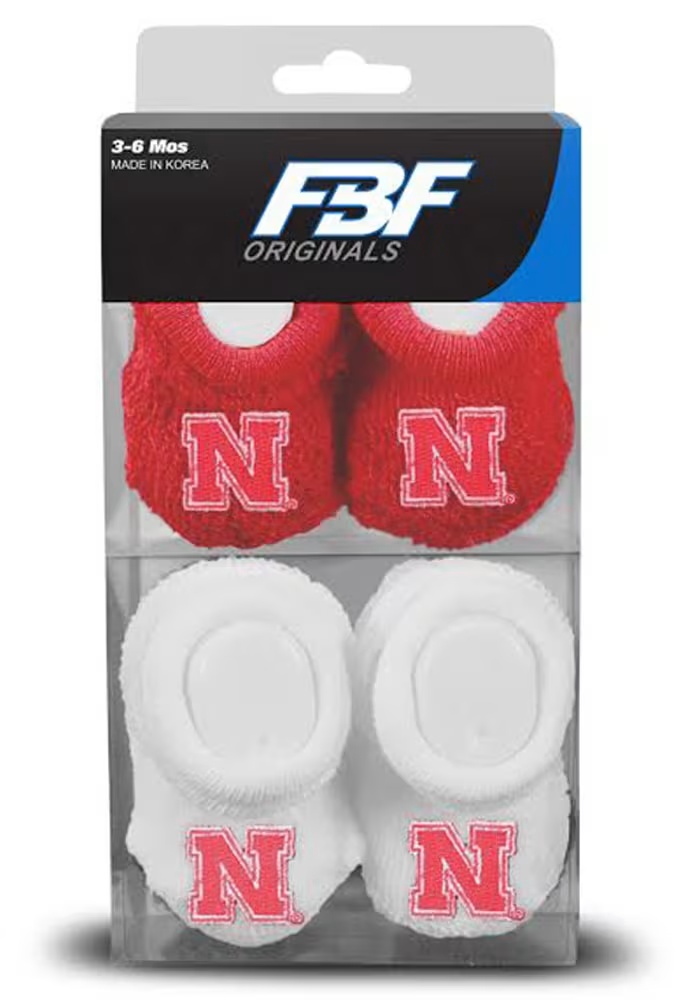 2pk Knit Nebraska Cornhuskers Baby Bootie Boxed Set - Red