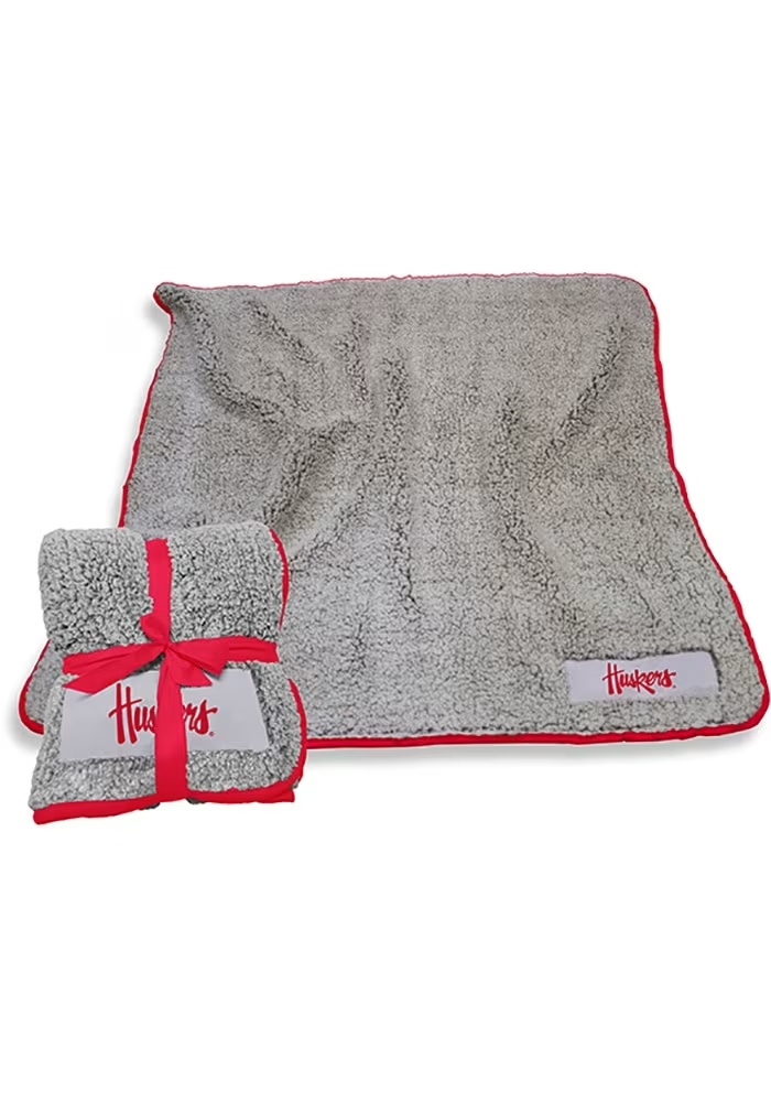Nebraska Cornhuskers Grey Logo Brands Frosty Sherpa Fleece Blanket