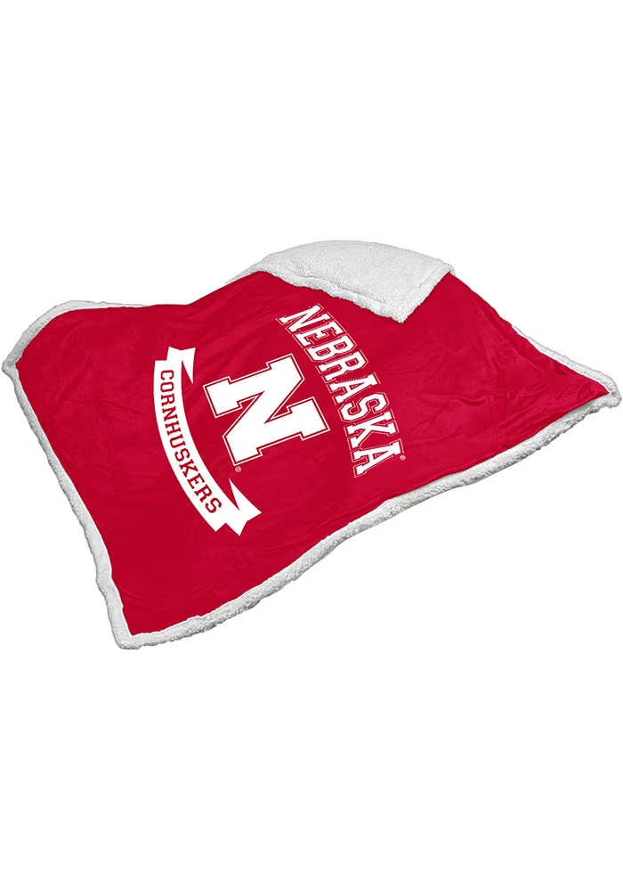 Nebraska Cornhuskers Red Logo Brands Printed Sherpa Fleece Blanket