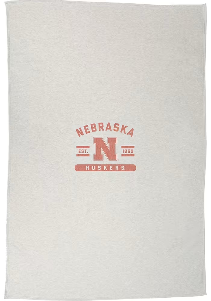Cornhuskers Oatmeal Logo Brands Sublimated Sweatshirt Blanket