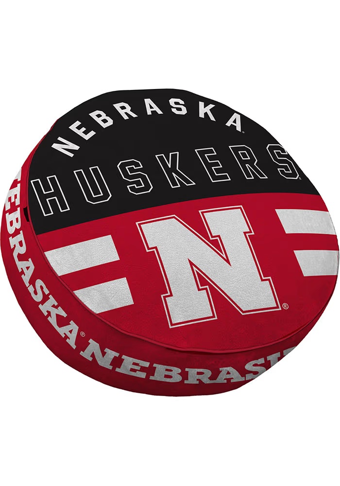 Red Cornhuskers Circle Sqwish Pillow Throw Pillow