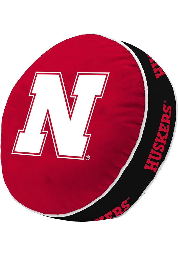 Cornhuskers Red Logo Brands Puff Throw Pillow