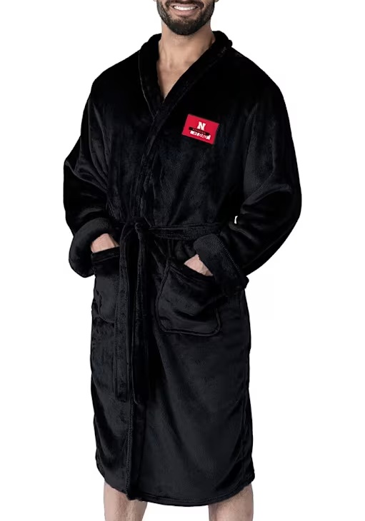 Black Nebraska Cornhuskers #1 Dad Silk Touch Bathrobes