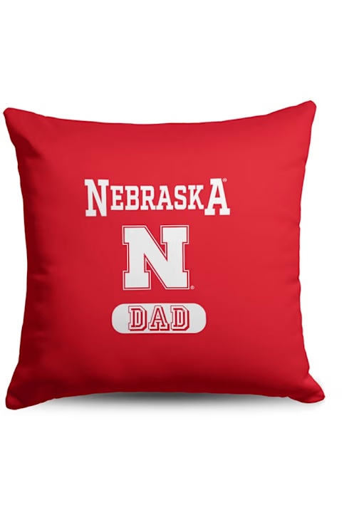 Red Cornhuskers Dad 18x18 Throw Pillow