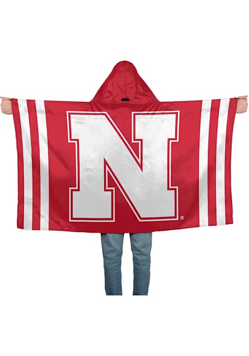 Red Nebraska Cornhuskers Hoodie Silk Screen Grommet Flag