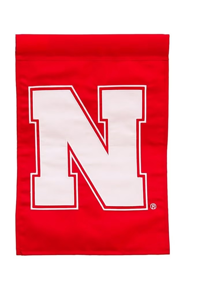 Red Nebraska Cornhuskers Team Logo Garden Flag