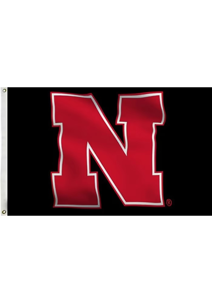 Black Nebraska Cornhuskers 3x5 black silk screen grommet flag Silk Screen Grommet Flag