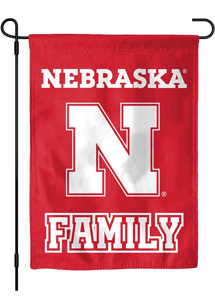 Red Nebraska Cornhuskers Family Garden Flag