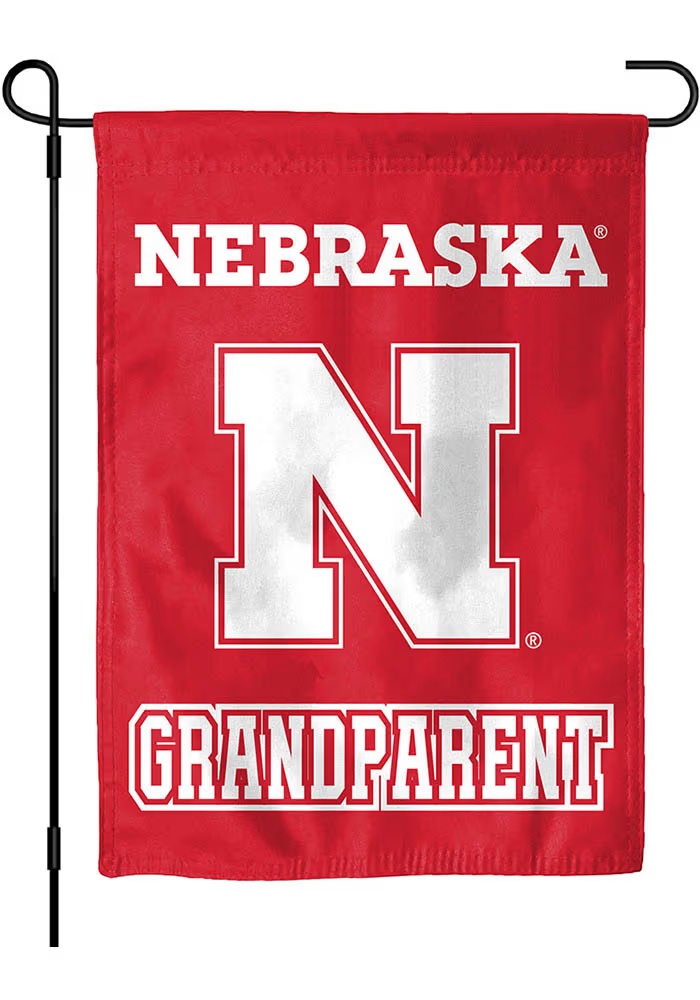 Red Nebraska Cornhuskers Grandparent Garden Flag