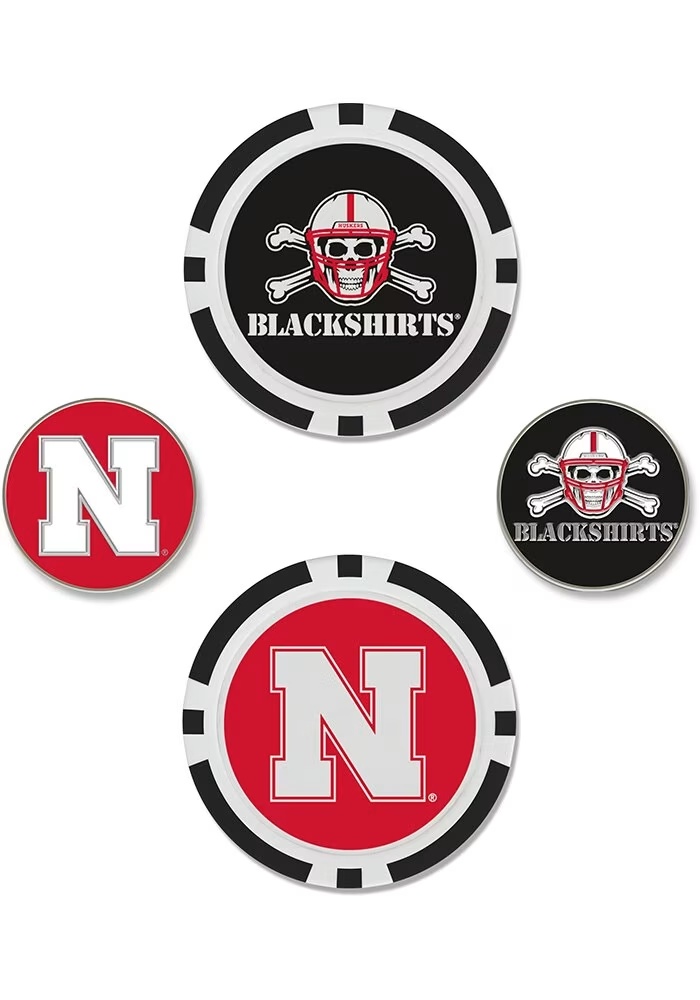 Red Nebraska Cornhuskers Ball Marker Set Golf Ball Marker