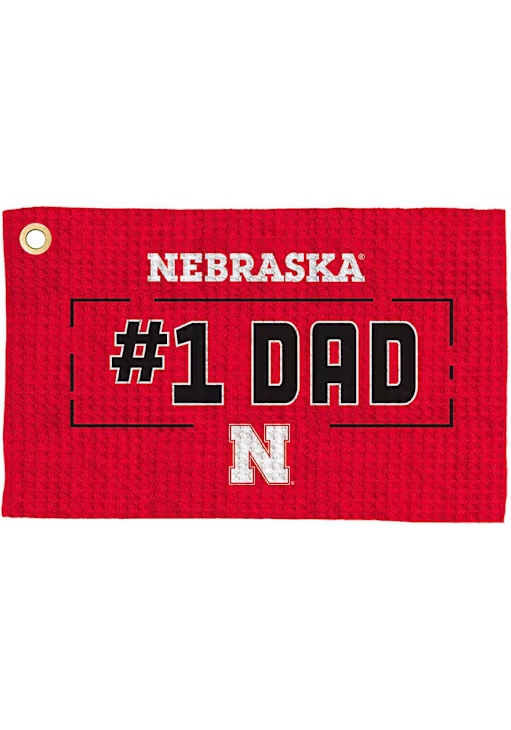 Red Nebraska Cornhuskers #1 Dad Waffle Golf Towel