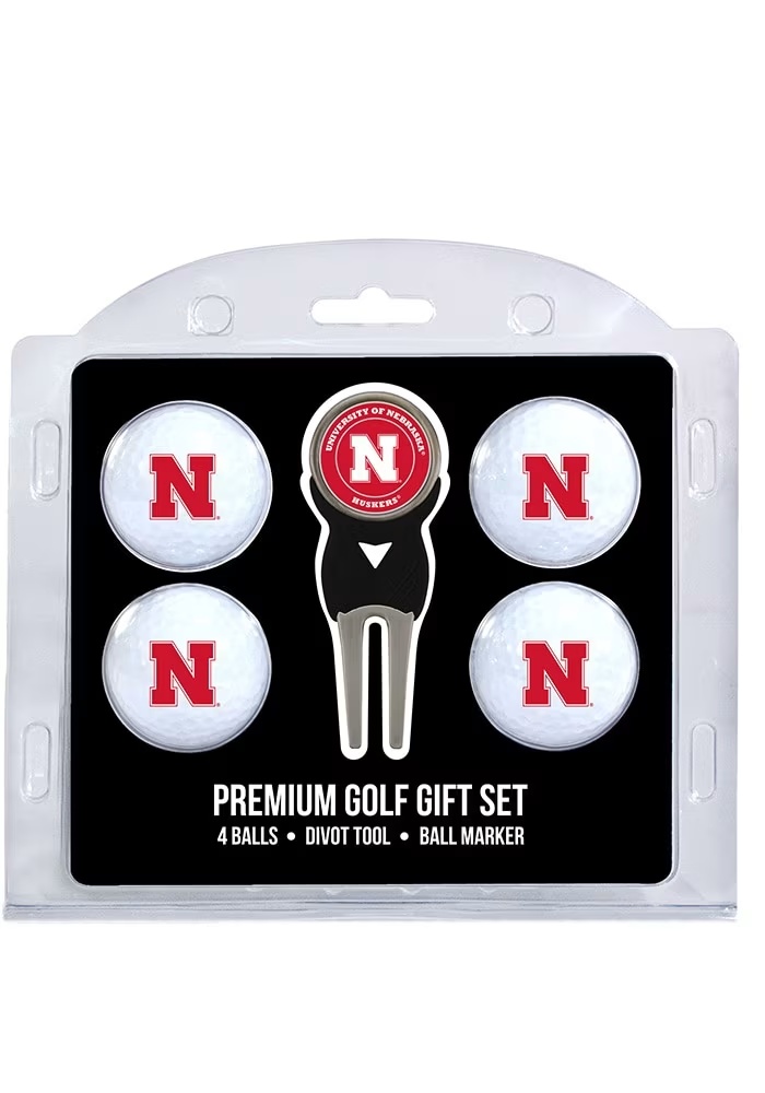 White Nebraska Cornhuskers Divot Tool 4 Pack Golf Gift Set