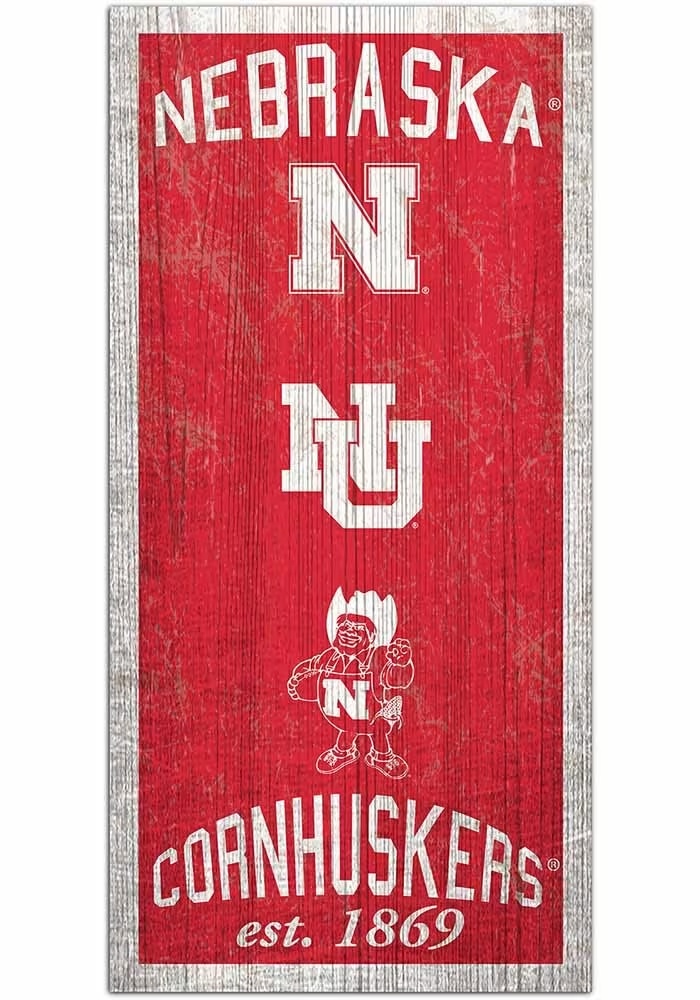 Red Nebraska Cornhuskers Heritage 6x12 Sign - Official Big Ten ...