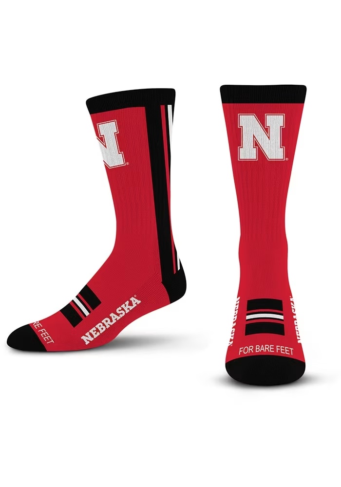 Throwback Nebraska Cornhuskers Mens Crew Socks - Red