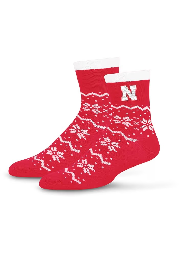 160 Snowflake Lane Nebraska Cornhuskers Womens Quarter Socks - Red