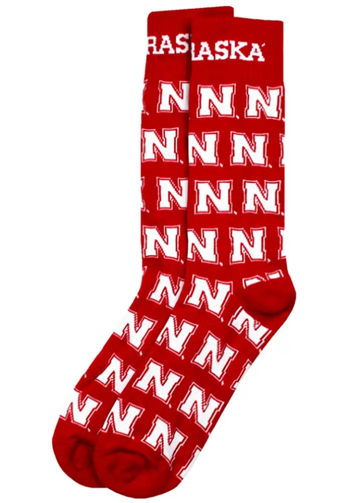 Allover Nebraska Cornhuskers Mens Dress Socks - Red