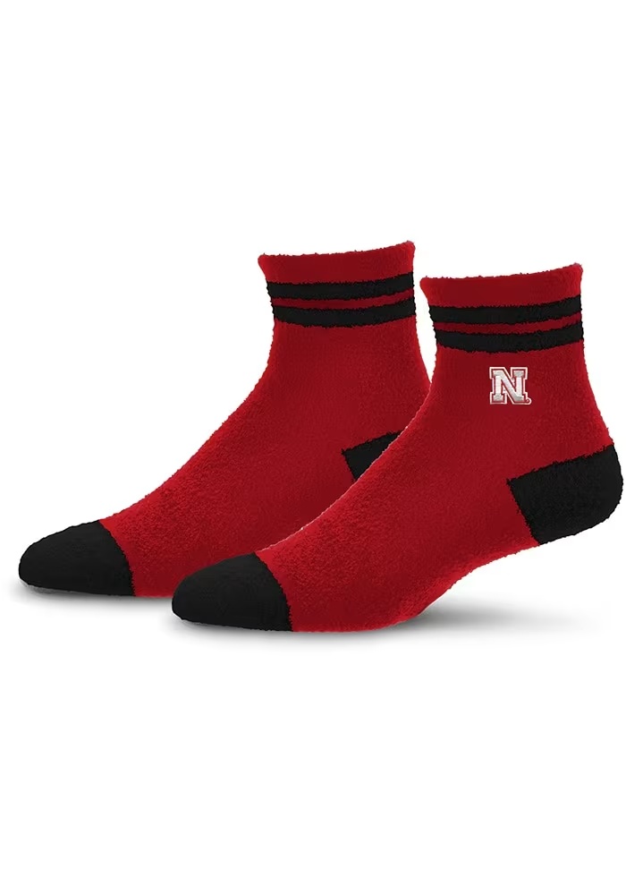 Stripe Cozy Quarter Nebraska Cornhuskers Womens Quarter Socks - Red