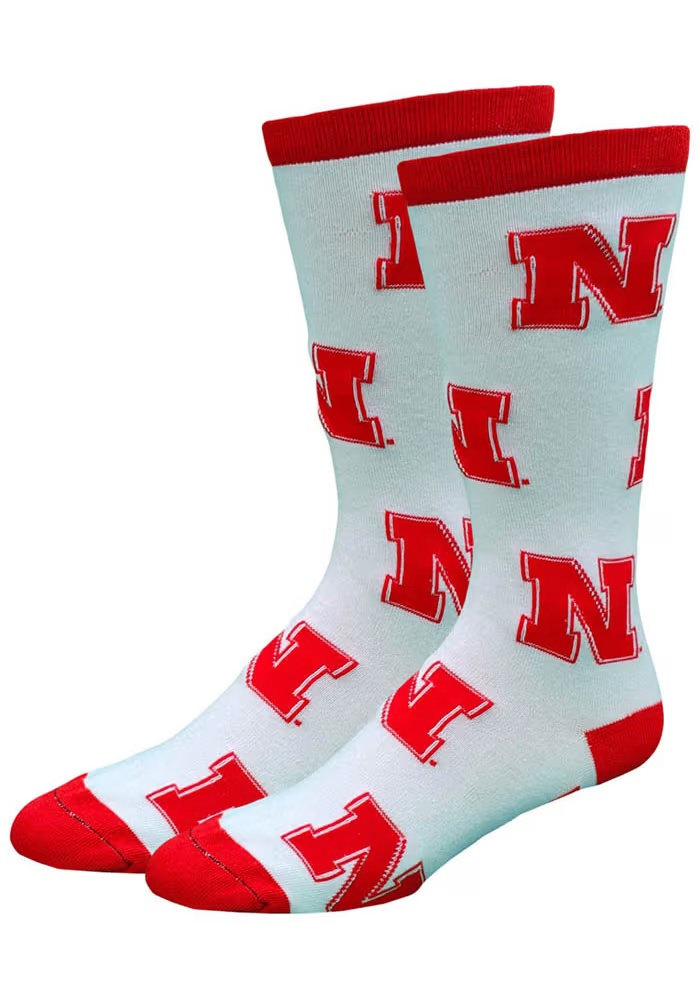Allover Design Nebraska Cornhuskers Mens Dress Socks - Red