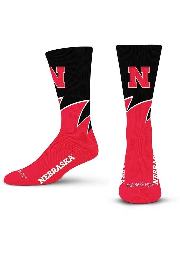 Black Wave Nebraska Cornhuskers Mens Crew Socks - Red