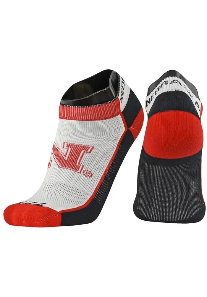 Stripe Nebraska Cornhuskers Mens No Show Socks - Red
