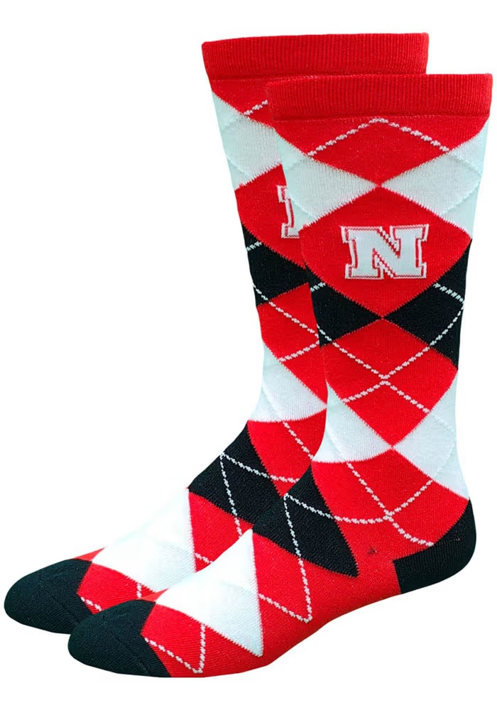 Dress Style Nebraska Cornhuskers Mens Argyle Socks - Red