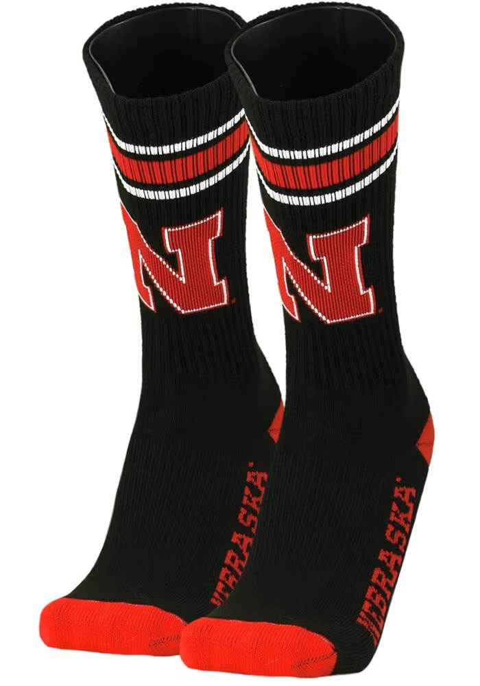 Throwback Nebraska Cornhuskers Mens Crew Socks - Red