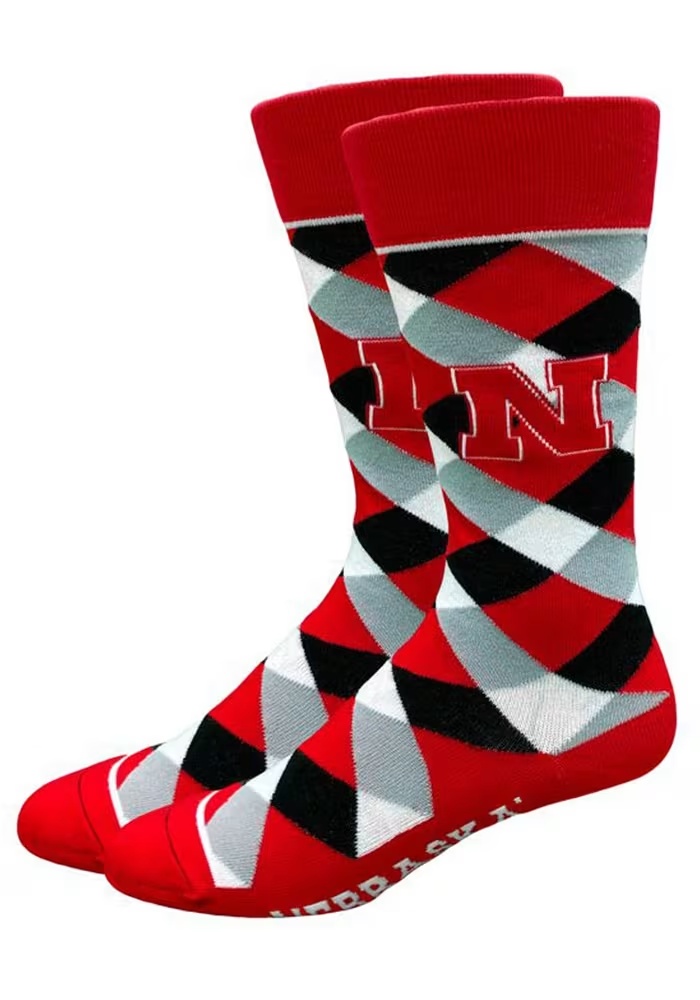 Graduate Nebraska Cornhuskers Mens Argyle Socks - Red