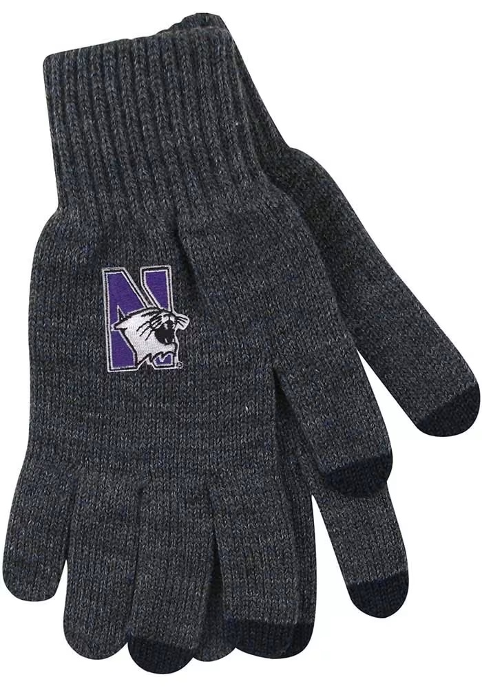 Northwestern Wildcats LogoFit Smart Touch Mens Gloves - Dark Grey