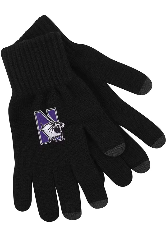 Northwestern Wildcats LogoFit Smart Touch Mens Gloves - Black
