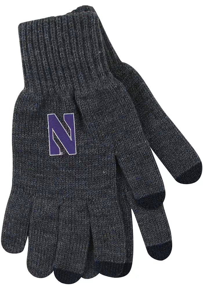 Northwestern Wildcats LogoFit Smart Touch Mens Gloves - Dark Grey