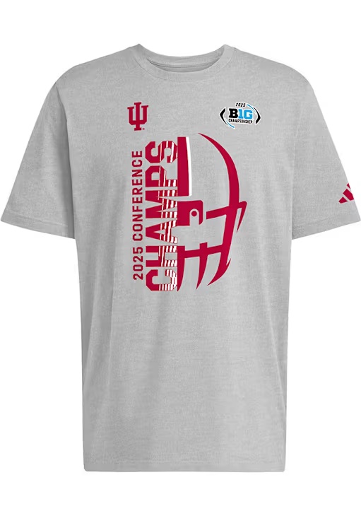 Indiana Hoosiers Grey Adidas Big Ten Football Champions Short Sleeve T Shirt