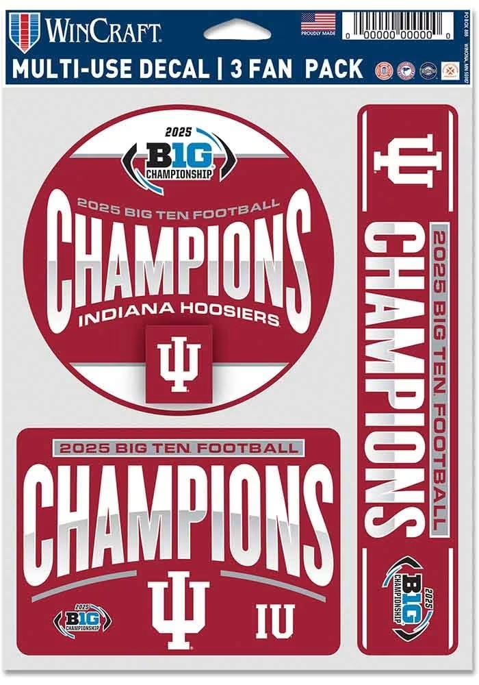 Indiana Hoosiers White  2025 Big 10 Champions Decal