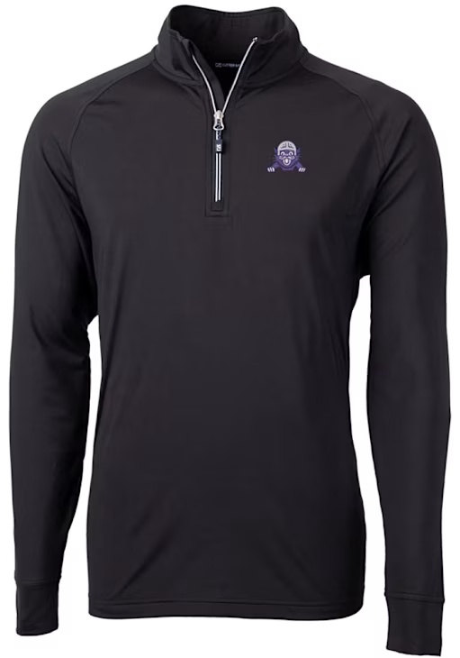 Mens Northwestern Wildcats Black Cutter and Buck Adapt Eco Qtr Zip