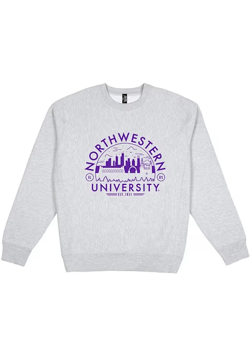 Mens Northwestern Wildcats Grey Uscape Premium Voyager Heavyweight Crew Sweatshirt