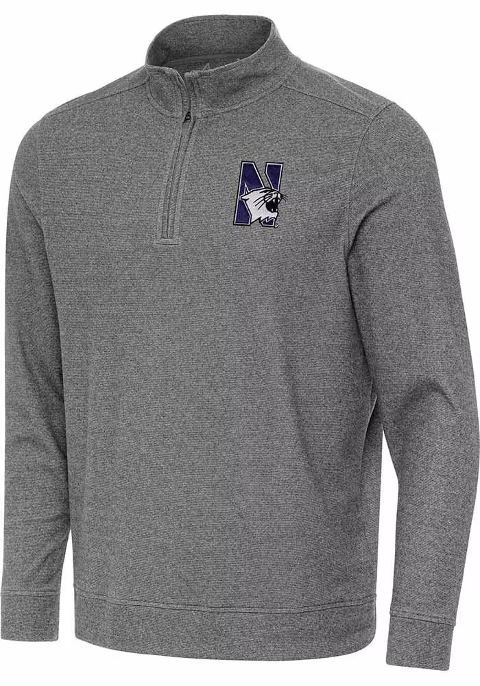 Mens Northwestern Wildcats Black Antigua Subtle Qtr Zip Pullover