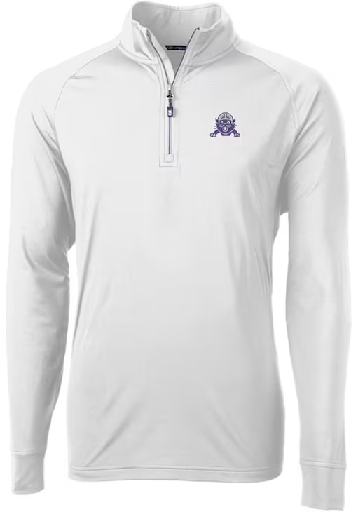 Mens Northwestern Wildcats White Cutter and Buck Vault Adapt Eco Knit Qtr Zip Pullover