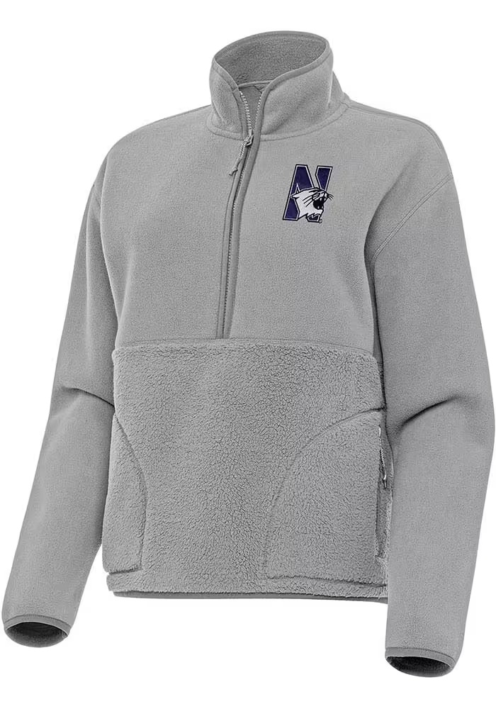 Womens Northwestern Wildcats Grey Antigua Figure Qtr Zip