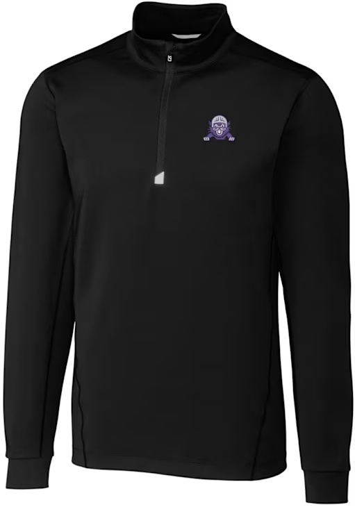 Mens Northwestern Wildcats Black Cutter and Buck Vault Traverse Qtr Zip