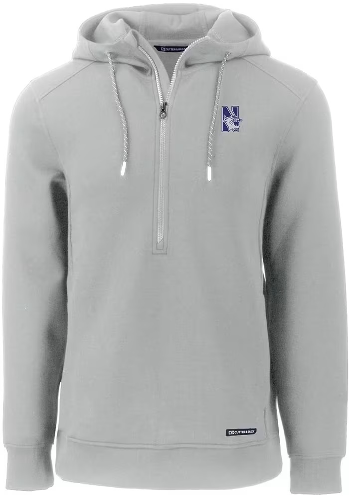 Mens Northwestern Wildcats Ash Cutter and Buck Roam Long Sleeve Hoodie