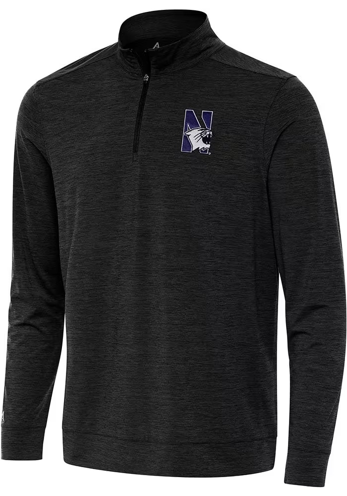 Mens Northwestern Wildcats Black Antigua Bright Qtr Zip Pullover