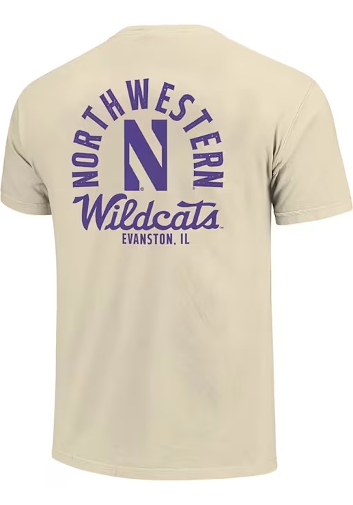 Northwestern Wildcats Ivory  Mascot Overlay Short Sleeve T Shirt