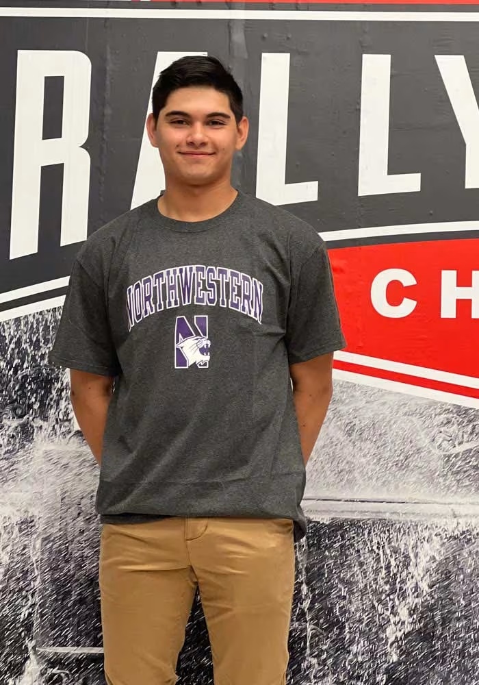 Northwestern Wildcats Charcoal Champion Arch Mascot Short Sleeve T Shirt