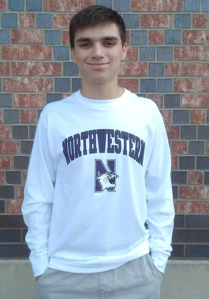 Mens Northwestern Wildcats White Champion Arch Mascot Tee