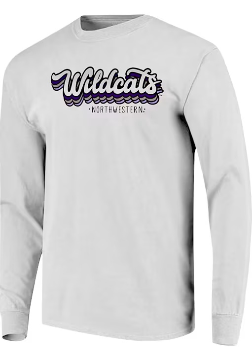 Womens Northwestern Wildcats White  Retro Stack Script LS Tee