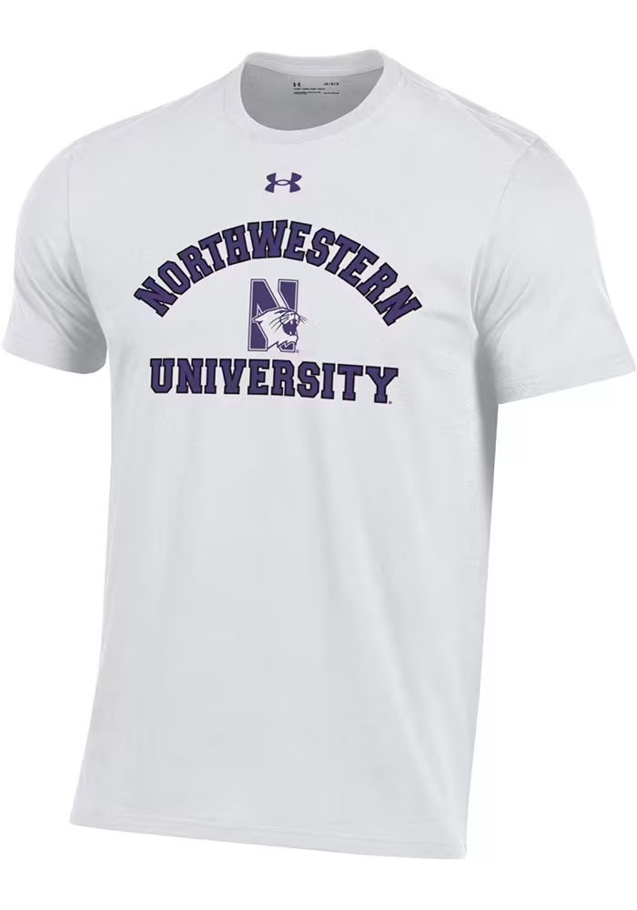 Northwestern Wildcats White Under Armour Performance Cotton Short Sleeve T Shirt