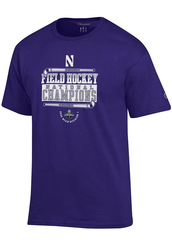 Northwestern Wildcats Purple Champion 2025 Womens Field Hockey Champs Jersey Short Sleeve T Shirt
