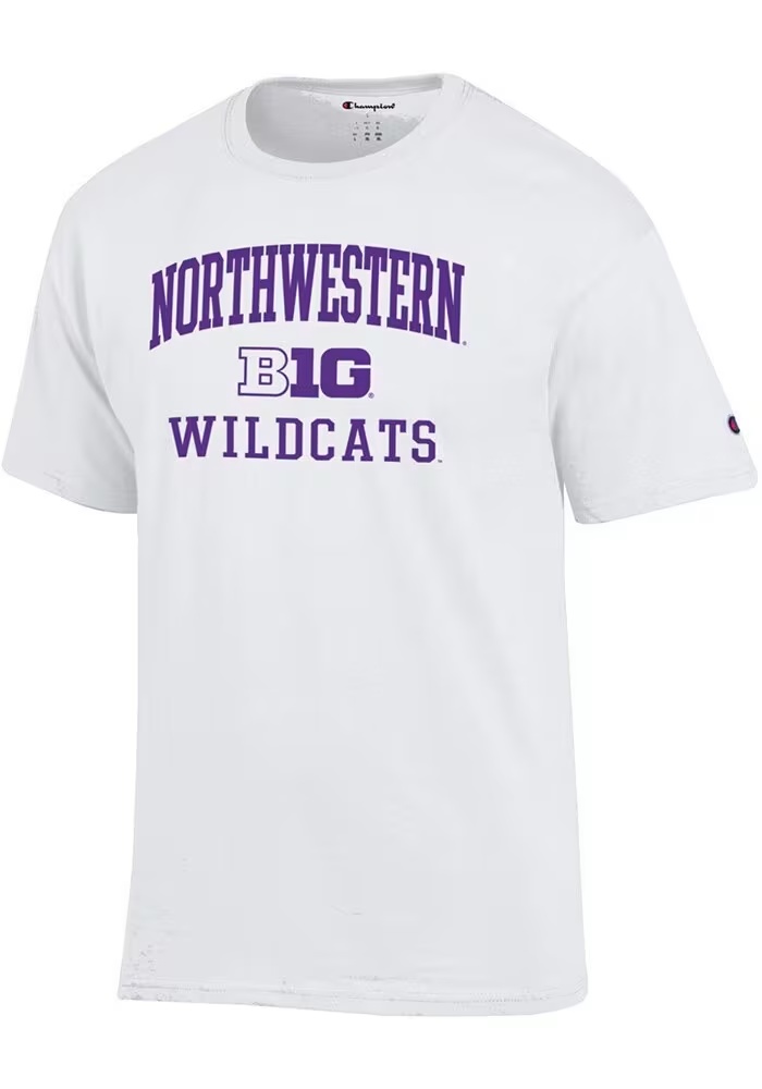 Northwestern Wildcats White Champion Big Ten Jersey Short Sleeve T Shirt