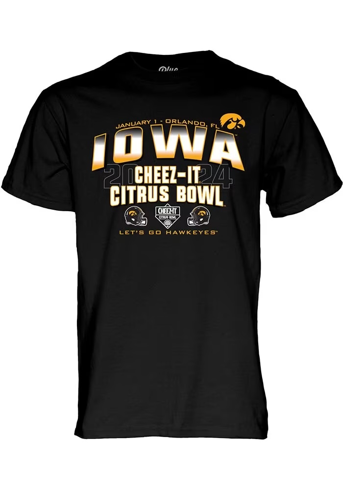 Iowa Hawkeyes Black Blue 84 Cheeze-It Citrus Bowl Bound Short Sleeve T Shirt
